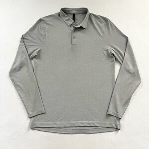 Lululemon Evolution Long Sleeve Polo Shirt Pique Heathered Silver Drop Gray L